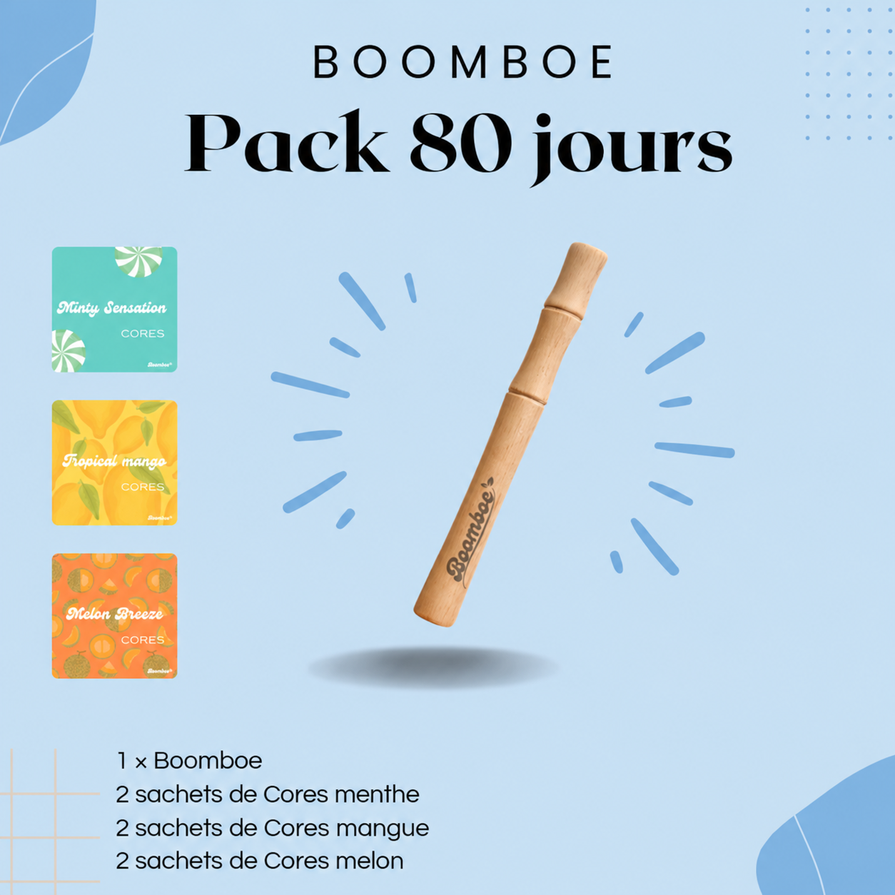Pack Boomboe 80 jours avec six sachets de Cores